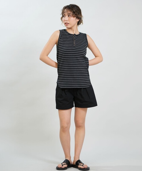 RIKKA FEMME(リッカファム)の「RIKKA FEMME/リッカファム タンクトップ ボーダー リブ ヘンリータンクトップ RF6S-2301(タンクトップ・レディース・ホワイト/ブラウン/グレー・FREE)」の12枚目の写真