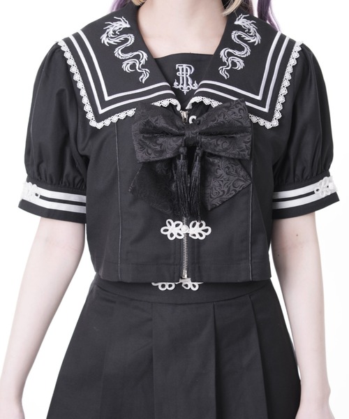 TRAVAS TOKYO(トラバス トウキョウ)の「『TRAVAS TOKYO/トラバス トーキョー』セーラーチャイナセットアップ(セットアップ・レディース・ブラック×パープル/ブラック×ホワイト・L/M)」の6枚目の写真