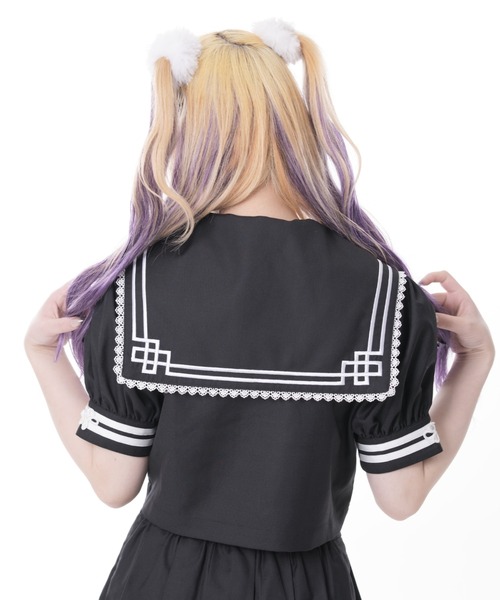 TRAVAS TOKYO(トラバス トウキョウ)の「『TRAVAS TOKYO/トラバス トーキョー』セーラーチャイナセットアップ(セットアップ・レディース・ブラック×パープル/ブラック×ホワイト・L/M)」の7枚目の写真