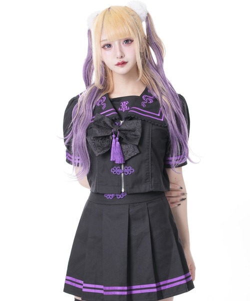 TRAVAS TOKYO(トラバス トウキョウ)の「『TRAVAS TOKYO/トラバス トーキョー』セーラーチャイナセットアップ(セットアップ・レディース・ブラック×パープル/ブラック×ホワイト・L/M)」の10枚目の写真
