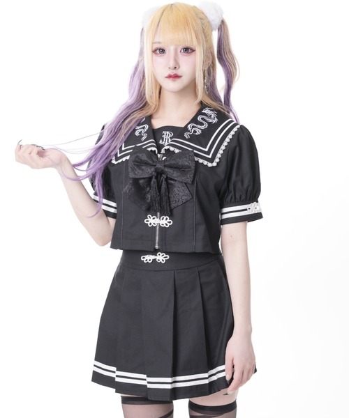 TRAVAS TOKYO(トラバス トウキョウ)の「『TRAVAS TOKYO/トラバス トーキョー』セーラーチャイナセットアップ(セットアップ・レディース・ブラック×パープル/ブラック×ホワイト・L/M)」の3枚目の写真