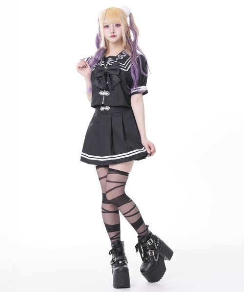 TRAVAS TOKYO(トラバス トウキョウ)の「『TRAVAS TOKYO/トラバス トーキョー』セーラーチャイナセットアップ(セットアップ・レディース・ブラック×パープル/ブラック×ホワイト・L/M)」の8枚目の写真
