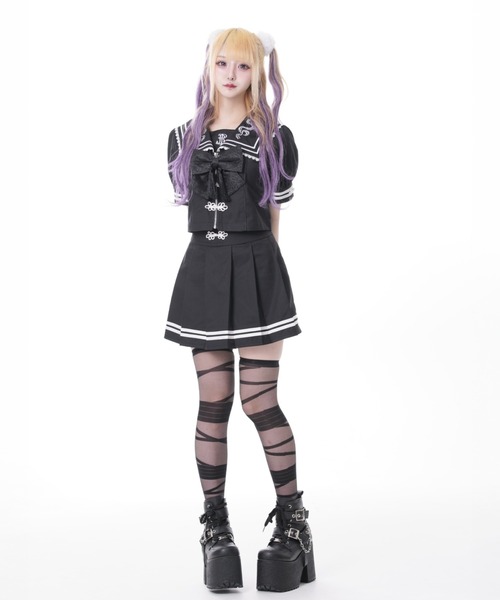 TRAVAS TOKYO(トラバス トウキョウ)の「『TRAVAS TOKYO/トラバス トーキョー』セーラーチャイナセットアップ(セットアップ・レディース・ブラック×パープル/ブラック×ホワイト・L/M)」の9枚目の写真