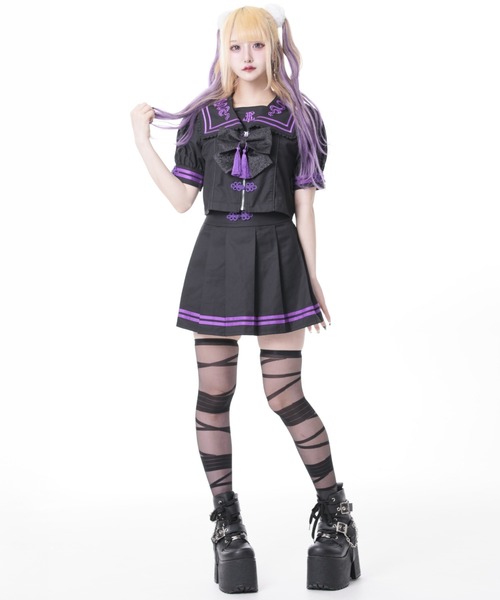 TRAVAS TOKYO(トラバス トウキョウ)の「『TRAVAS TOKYO/トラバス トーキョー』セーラーチャイナセットアップ(セットアップ・レディース・ブラック×パープル/ブラック×ホワイト・L/M)」の15枚目の写真
