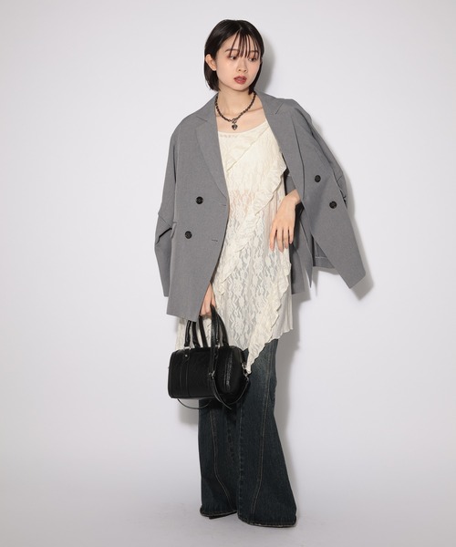 PAGEBOY（ページボーイ）の「カットレースキャミワンピース（チュニック・レディース・オフホワイト/ブラック・FREE）」の3枚目の写真