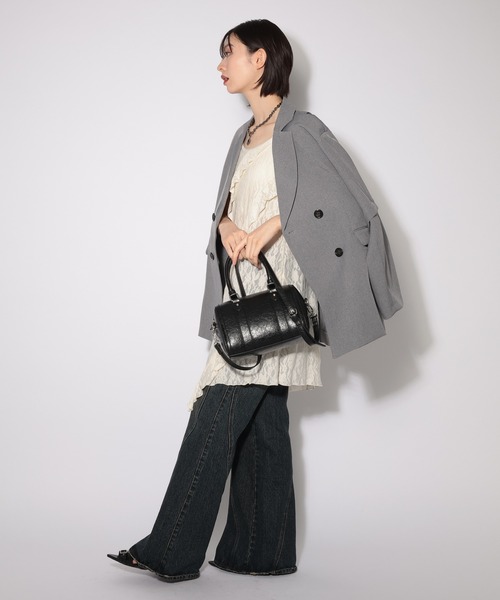 PAGEBOY（ページボーイ）の「カットレースキャミワンピース（チュニック・レディース・オフホワイト/ブラック・FREE）」の4枚目の写真