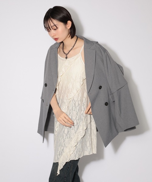 PAGEBOY（ページボーイ）の「カットレースキャミワンピース（チュニック・レディース・オフホワイト/ブラック・FREE）」の8枚目の写真