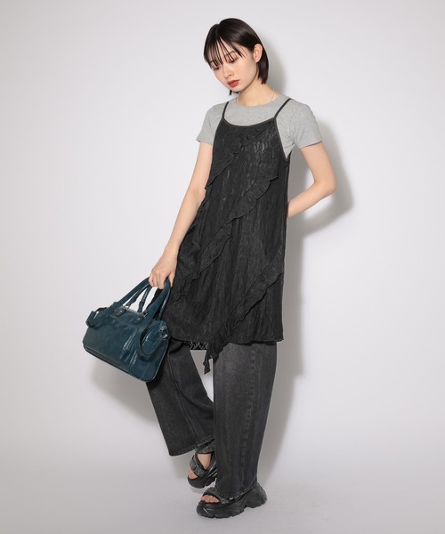 PAGEBOY（ページボーイ）の「カットレースキャミワンピース（チュニック・レディース・オフホワイト/ブラック・FREE）」の11枚目の写真