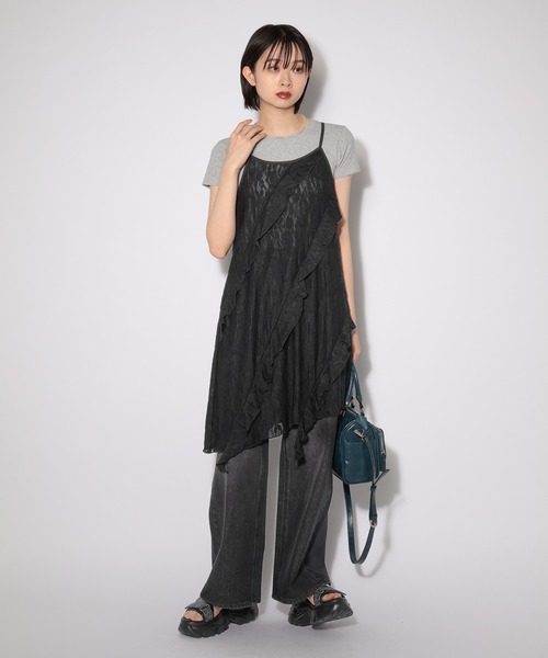 PAGEBOY（ページボーイ）の「カットレースキャミワンピース（チュニック・レディース・オフホワイト/ブラック・FREE）」の10枚目の写真