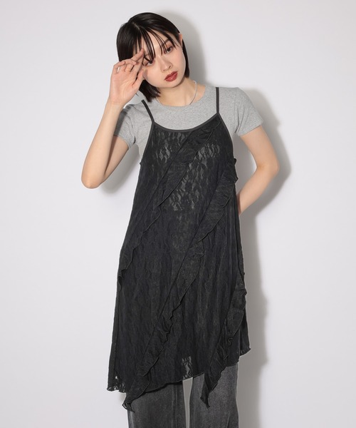 PAGEBOY（ページボーイ）の「カットレースキャミワンピース（チュニック・レディース・オフホワイト/ブラック・FREE）」の13枚目の写真