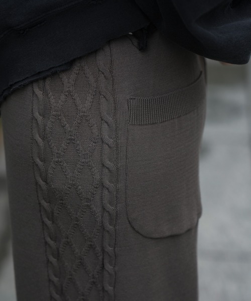 HARVESTY（ハーベスティ）の「HARVESTY/ハーベスティー CABLE SIDE KNIT PANTSケーブルサイドニットパンツ（その他パンツ・レディース・オリーブ/ブラック・1/2）」の9枚目の写真