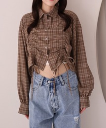 チェックショートドロストシャツ