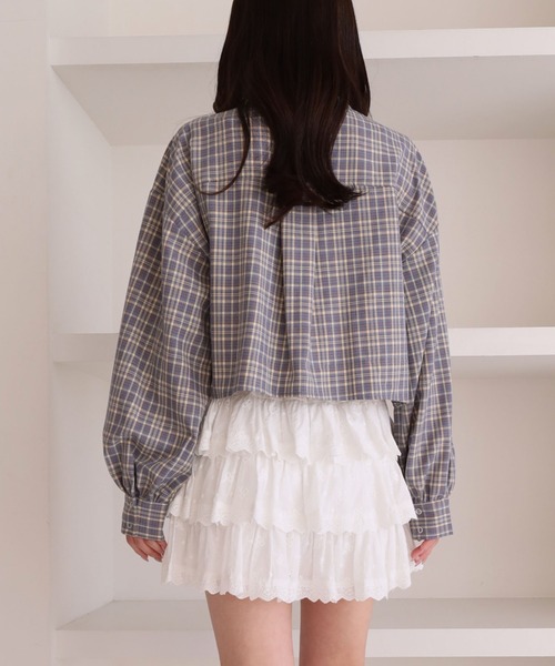 archives（アルシーヴ）の「チェックショートドロストシャツ（シャツ/ブラウス・レディース・ブラック/ブルー/ブラウン・MEDIUM）」の7枚目の写真