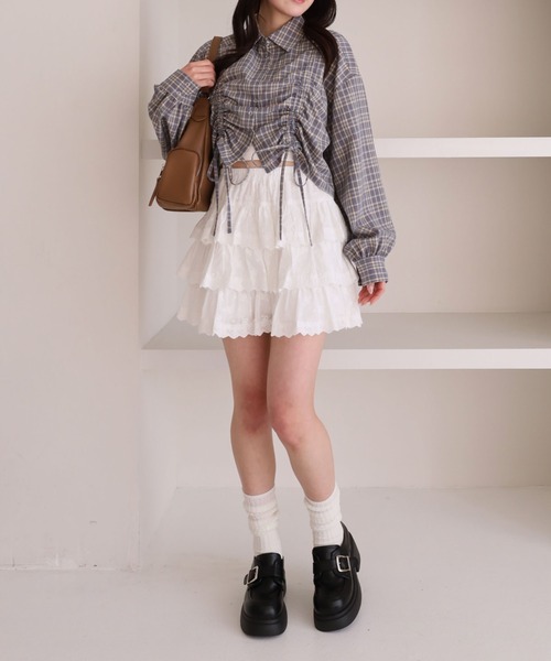 archives（アルシーヴ）の「チェックショートドロストシャツ（シャツ/ブラウス・レディース・ブラック/ブルー/ブラウン・MEDIUM）」の8枚目の写真