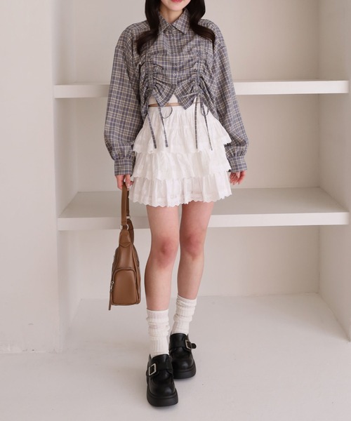 archives（アルシーヴ）の「チェックショートドロストシャツ（シャツ/ブラウス・レディース・ブラック/ブルー/ブラウン・MEDIUM）」の9枚目の写真