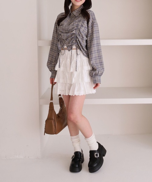 archives（アルシーヴ）の「チェックショートドロストシャツ（シャツ/ブラウス・レディース・ブラック/ブルー/ブラウン・MEDIUM）」の10枚目の写真