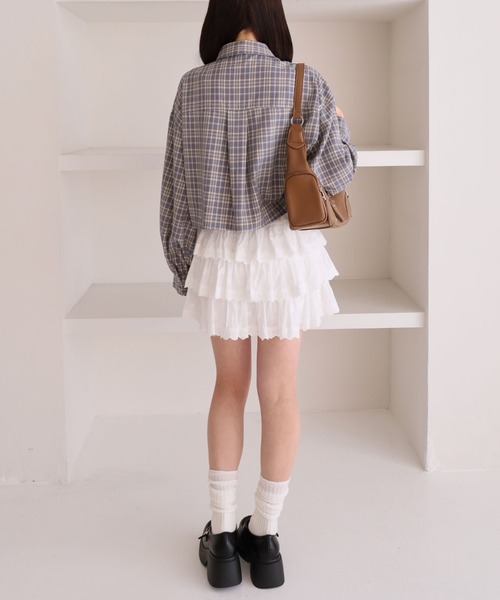 archives（アルシーヴ）の「チェックショートドロストシャツ（シャツ/ブラウス・レディース・ブラック/ブルー/ブラウン・MEDIUM）」の12枚目の写真