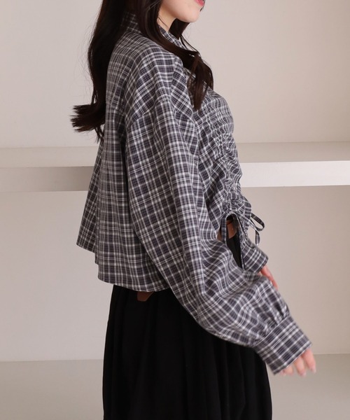 archives（アルシーヴ）の「チェックショートドロストシャツ（シャツ/ブラウス・レディース・ブラック/ブルー/ブラウン・MEDIUM）」の15枚目の写真