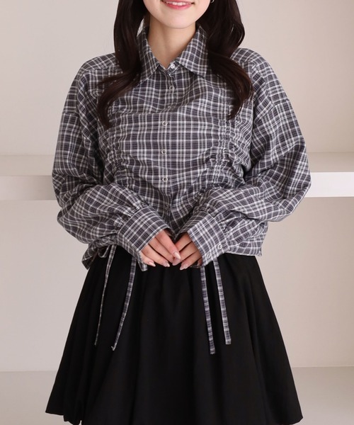 archives（アルシーヴ）の「チェックショートドロストシャツ（シャツ/ブラウス・レディース・ブラック/ブルー/ブラウン・MEDIUM）」の13枚目の写真