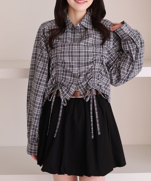 archives（アルシーヴ）の「チェックショートドロストシャツ（シャツ/ブラウス・レディース・ブラック/ブルー/ブラウン・MEDIUM）」の14枚目の写真