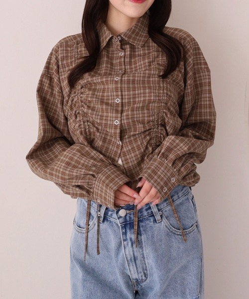 archives（アルシーヴ）の「チェックショートドロストシャツ（シャツ/ブラウス・レディース・ブラック/ブルー/ブラウン・MEDIUM）」の22枚目の写真