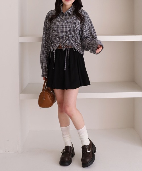 archives（アルシーヴ）の「チェックショートドロストシャツ（シャツ/ブラウス・レディース・ブラック/ブルー/ブラウン・MEDIUM）」の19枚目の写真