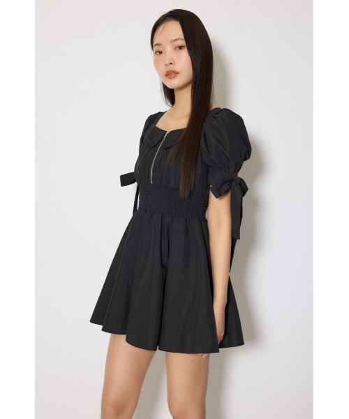 rienda(リエンダ)の「【ひとめ惚れワンピ】リボンスリーブフレアミニワンピース 春服(ワンピース・レディース・ブラック/マルチ/ベージュ・SMALL/MEDIUM)」の9枚目の写真