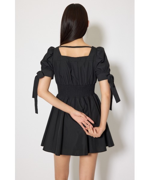 rienda(リエンダ)の「【ひとめ惚れワンピ】リボンスリーブフレアミニワンピース 春服(ワンピース・レディース・ブラック/マルチ/ベージュ・SMALL/MEDIUM)」の10枚目の写真
