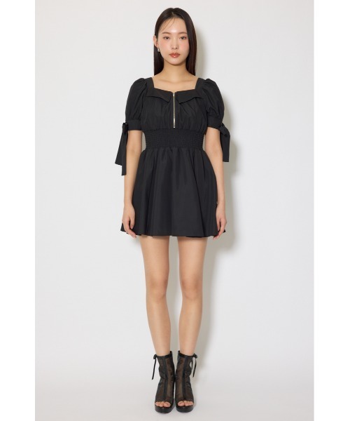 rienda(リエンダ)の「【ひとめ惚れワンピ】リボンスリーブフレアミニワンピース 春服(ワンピース・レディース・ブラック/マルチ/ベージュ・SMALL/MEDIUM)」の11枚目の写真