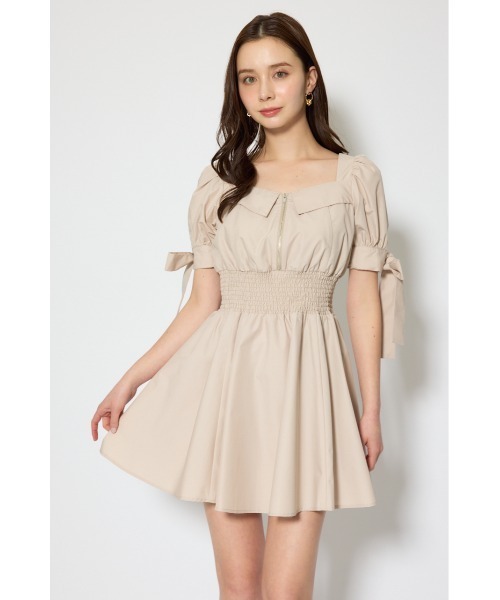 rienda(リエンダ)の「【ひとめ惚れワンピ】リボンスリーブフレアミニワンピース 春服(ワンピース・レディース・ブラック/マルチ/ベージュ・SMALL/MEDIUM)」の12枚目の写真