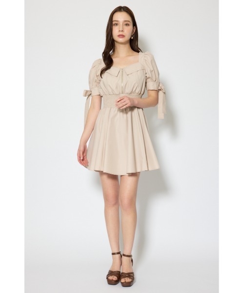 rienda(リエンダ)の「【ひとめ惚れワンピ】リボンスリーブフレアミニワンピース 春服(ワンピース・レディース・ブラック/マルチ/ベージュ・SMALL/MEDIUM)」の13枚目の写真