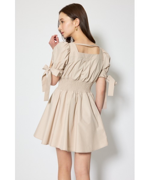 rienda(リエンダ)の「【ひとめ惚れワンピ】リボンスリーブフレアミニワンピース 春服(ワンピース・レディース・ブラック/マルチ/ベージュ・SMALL/MEDIUM)」の16枚目の写真