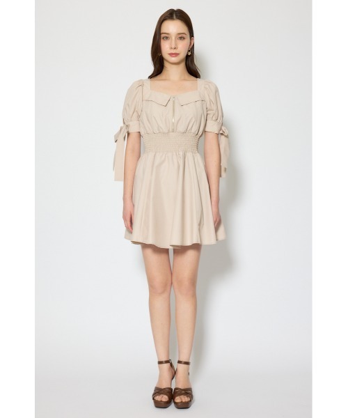 rienda(リエンダ)の「【ひとめ惚れワンピ】リボンスリーブフレアミニワンピース 春服(ワンピース・レディース・ブラック/マルチ/ベージュ・SMALL/MEDIUM)」の18枚目の写真
