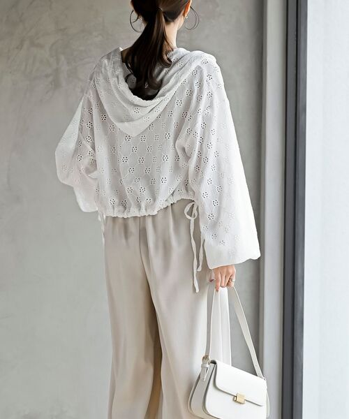 rps（アールピーエス）の「レース透かし編みパーカー（パーカー・レディース・オフホワイト/ブラック系その他2/ブラック/ホワイト系その他2・フリー）」の7枚目の写真