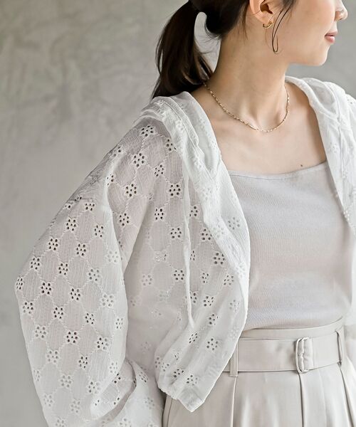 rps（アールピーエス）の「レース透かし編みパーカー（パーカー・レディース・オフホワイト/ブラック系その他2/ブラック/ホワイト系その他2・フリー）」の9枚目の写真