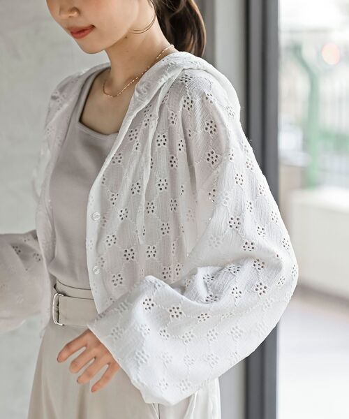 rps（アールピーエス）の「レース透かし編みパーカー（パーカー・レディース・オフホワイト/ブラック系その他2/ブラック/ホワイト系その他2・フリー）」の10枚目の写真