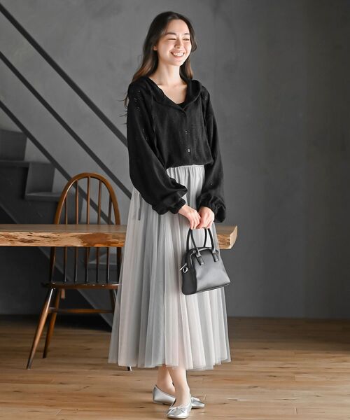 rps（アールピーエス）の「レース透かし編みパーカー（パーカー・レディース・オフホワイト/ブラック系その他2/ブラック/ホワイト系その他2・フリー）」の13枚目の写真