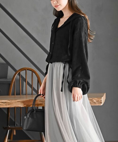 rps（アールピーエス）の「レース透かし編みパーカー（パーカー・レディース・オフホワイト/ブラック系その他2/ブラック/ホワイト系その他2・フリー）」の14枚目の写真