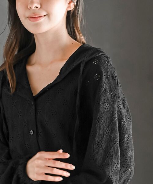 rps（アールピーエス）の「レース透かし編みパーカー（パーカー・レディース・オフホワイト/ブラック系その他2/ブラック/ホワイト系その他2・フリー）」の17枚目の写真