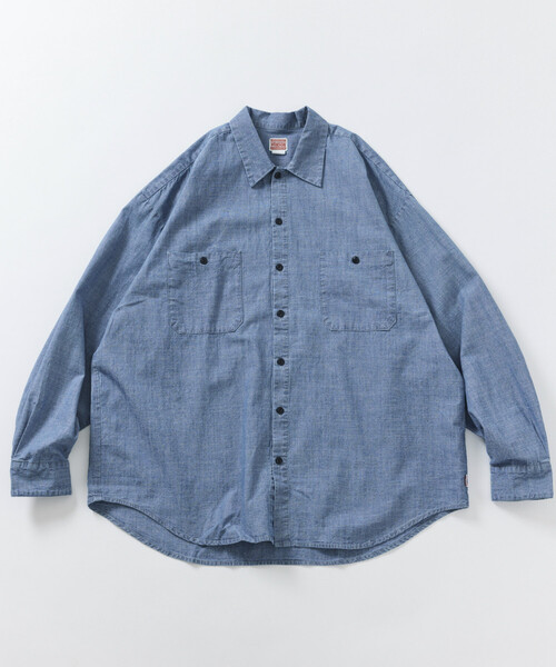 HINSON（ヒンソン）の「HINSON/ヒンソン シャンブレー リラックスワーク ロングスリーブシャツ（シャツ/ブラウス・メンズ・ネイビー/ブルー/ナチュラル・MEDIUM/LARGE）」の4枚目の写真