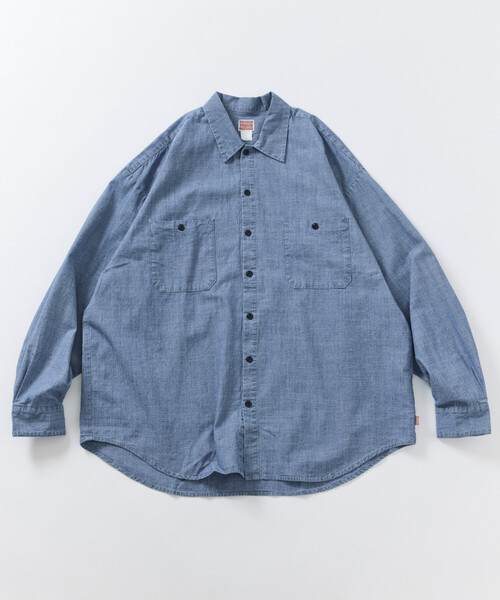 HINSON（ヒンソン）の「HINSON/ヒンソン シャンブレー リラックスワーク ロングスリーブシャツ（シャツ/ブラウス・メンズ・ネイビー/ブルー/ナチュラル・MEDIUM/LARGE）」の12枚目の写真