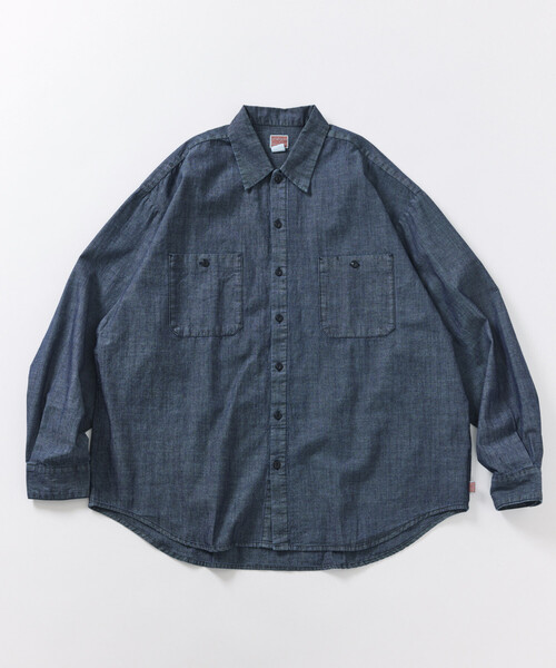 HINSON（ヒンソン）の「HINSON/ヒンソン シャンブレー リラックスワーク ロングスリーブシャツ（シャツ/ブラウス・メンズ・ネイビー/ブルー/ナチュラル・MEDIUM/LARGE）」の15枚目の写真