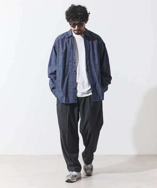 HINSON（ヒンソン）の「HINSON/ヒンソン シャンブレー リラックスワーク ロングスリーブシャツ（シャツ/ブラウス・メンズ・ネイビー/ブルー/ナチュラル・MEDIUM/LARGE）」の19枚目の写真