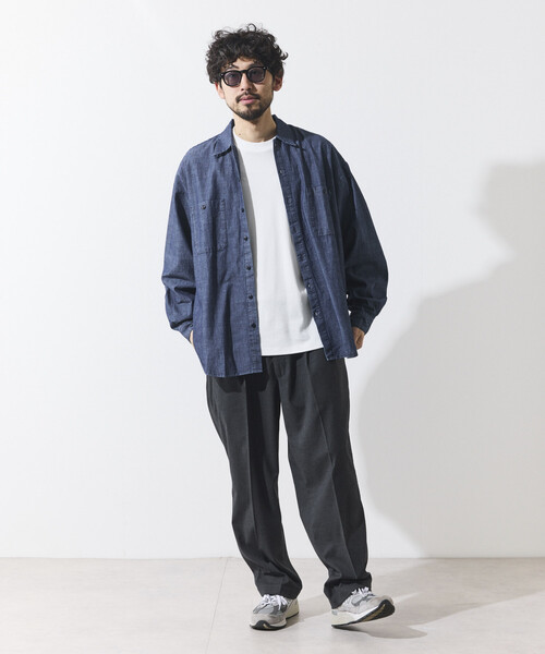 HINSON（ヒンソン）の「HINSON/ヒンソン シャンブレー リラックスワーク ロングスリーブシャツ（シャツ/ブラウス・メンズ・ネイビー/ブルー/ナチュラル・MEDIUM/LARGE）」の20枚目の写真