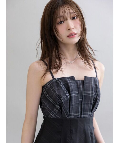 MERCURYDUO(マーキュリーデュオ)の「チェックシアーレイヤードキャミワンピース(ワンピース・レディース・ブラック/アイボリー・MEDIUM/SMALL)」の20枚目の写真