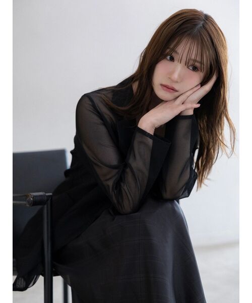 MERCURYDUO(マーキュリーデュオ)の「チェックシアーレイヤードキャミワンピース(ワンピース・レディース・ブラック/アイボリー・MEDIUM/SMALL)」の4枚目の写真