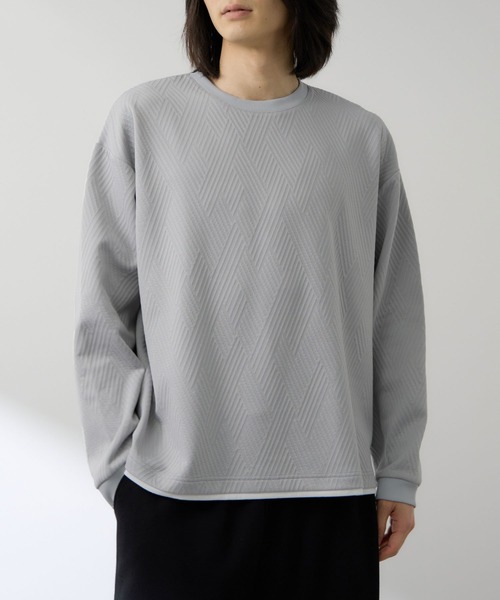 URBAN COLLECTION（アーバンコレクション）の「URBAN COLLECTION膨れJQD フェイククルーネックL/S（Tシャツ/カットソー・メンズ・サックスブルー/ブラック/グレー/オフホワイト・XL/L/M/S）」の3枚目の写真