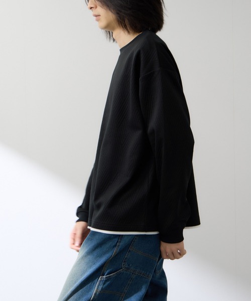 URBAN COLLECTION（アーバンコレクション）の「URBAN COLLECTION膨れJQD フェイククルーネックL/S（Tシャツ/カットソー・メンズ・サックスブルー/ブラック/グレー/オフホワイト・XL/L/M/S）」の14枚目の写真