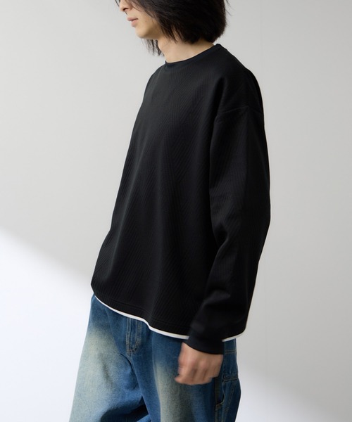 URBAN COLLECTION（アーバンコレクション）の「URBAN COLLECTION膨れJQD フェイククルーネックL/S（Tシャツ/カットソー・メンズ・サックスブルー/ブラック/グレー/オフホワイト・XL/L/M/S）」の15枚目の写真