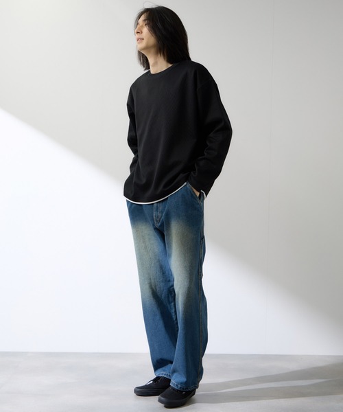 URBAN COLLECTION（アーバンコレクション）の「URBAN COLLECTION膨れJQD フェイククルーネックL/S（Tシャツ/カットソー・メンズ・サックスブルー/ブラック/グレー/オフホワイト・XL/L/M/S）」の16枚目の写真